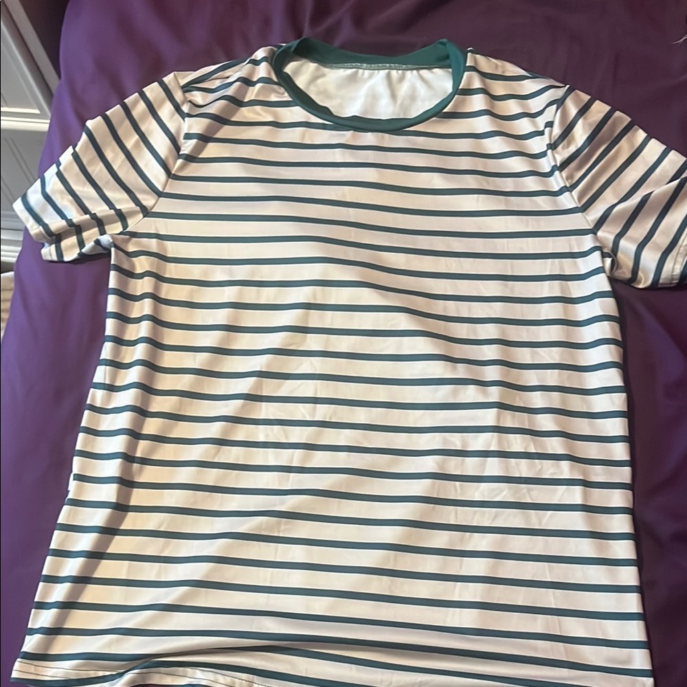 Striped White and Green T-Shirt